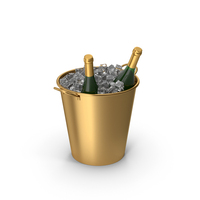 Gold Metal Bucket With Champagne Bottles PNG & PSD Images