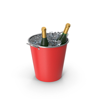 Metal Bucket With Champagne Bottles Red PNG & PSD Images