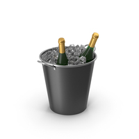 Metal Bucket With Champagne Bottles Black PNG & PSD Images