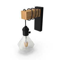 Vintage Wall Lamp Black with Light Bulb PNG & PSD Images