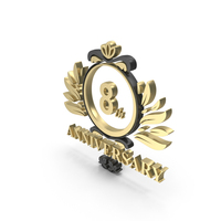 Golden 8th Anniversary Symbol PNG & PSD Images