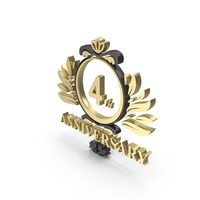 Golden 4th Anniversary Symbol PNG & PSD Images