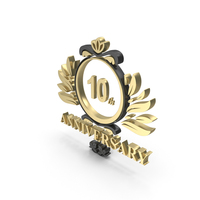Golden 10th Anniversary Symbol PNG & PSD Images