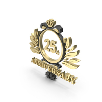 Golden 25th Anniversary Symbol PNG & PSD Images