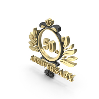 Golden 50th Anniversary Symbol PNG & PSD Images
