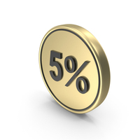 Golden 5 Percent Coin PNG & PSD Images