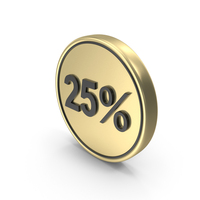 Golden 25 Percent Coin PNG & PSD Images