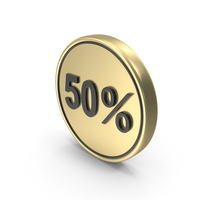 Golden 50 Percent Coin PNG & PSD Images