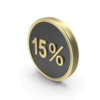 Golden 15 Percent Coin PNG & PSD Images