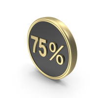 Golden 75 Percent Coin PNG & PSD Images