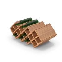 Wooden Wine Rack With Empty Bottles PNG & PSD Images