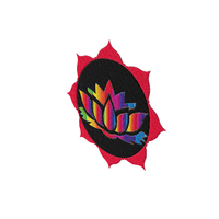 Rainbow Lotus Flower Embroidered Patch PNG & PSD Images