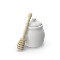 White Pot With Honey Dipper PNG & PSD Images