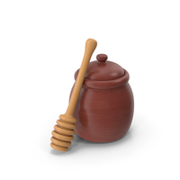 Wooden Pot With Honey Dipper PNG & PSD Images