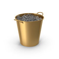 Gold Metal Bucket With Ice PNG & PSD Images