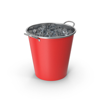 Red Metal Bucket With Ice PNG & PSD Images