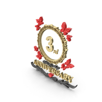 Golden 3rd Anniversary Symbol PNG & PSD Images