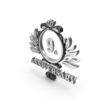 Silver 9th Anniversary Symbol PNG & PSD Images