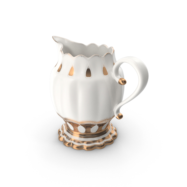 Creamer Cup From Porcelain Tea Set With Gold Pattern PNG & PSD Images