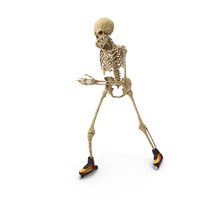 Worn Skeleton Riding Roller Skates PNG & PSD Images