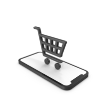 Smartphone with Black Shopping Cart Symbol PNG & PSD Images