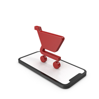 Smartphone with Red Shopping Cart Symbol PNG & PSD Images