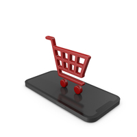 Smartphone with Red Shopping Cart Symbol PNG & PSD Images