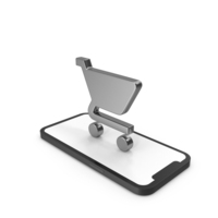 Smartphone with Silver Shopping Cart Symbol PNG & PSD Images