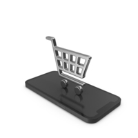 Smartphone with Silver Shopping Cart Symbol PNG & PSD Images