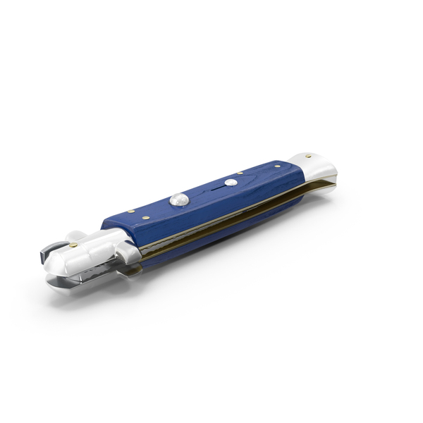 Stiletto Knife Folded Blue Handle PNG & PSD Images
