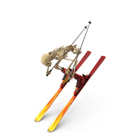 磨损的骨骼滑雪快速沿着山PNG和PSD图像