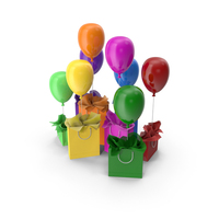 Colorful Shopping Bags With Balloons PNG & PSD Images