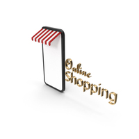 Smartphone with a Roof and Phrase Online Shopping PNG & PSD Images