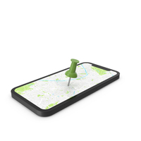 Smartphone with Green Pin and Map PNG & PSD Images