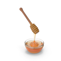 Dark Wood Honey Dipper With Bowl PNG & PSD Images