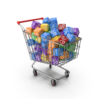Shopping Cart With Percent Boxes PNG & PSD Images