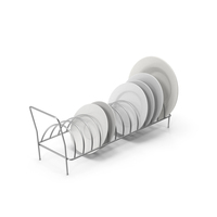 Steel Dish Drying Rack With Plates PNG & PSD Images