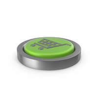 Green Push Button with Shopping Cart Symbol PNG & PSD Images