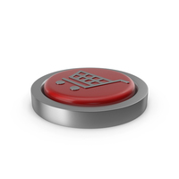 Red Push Button with Shopping Cart Symbol PNG & PSD Images