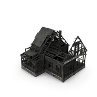 Burnt Wooden Down House Green PNG & PSD Images