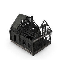 棕色燃烧的木制房屋PNG和PSD图像