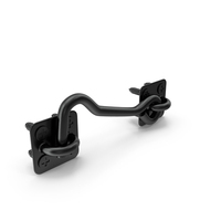 Door Hook and Eye Latch with Mounting Screws Black PNG & PSD Images