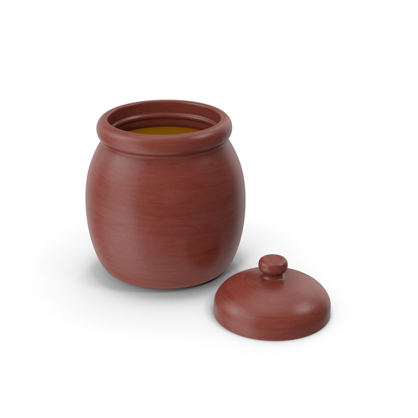 Opened Honey Pot Dark Wood PNG & PSD Images