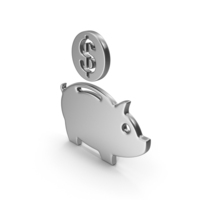 Silver Piggy Bank With Dollar Coin Symbol PNG & PSD Images