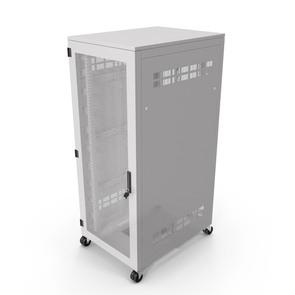 White 33U Floor Standing Rack Cabinet PNG & PSD Images