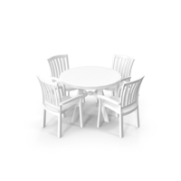 White Plastic Table With Chairs PNG & PSD Images