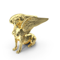 Gold Winged Sphinx Sculpture PNG & PSD Images