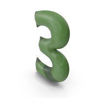 Green Leather Number 3 PNG & PSD Images