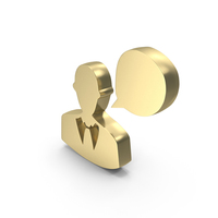 Gold Man Speech Bubble Symbol PNG & PSD Images