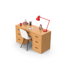 Wooden Desk Set PNG & PSD Images